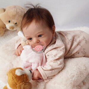 🆕19 inch Reborn Baby Pink-deliah Cloth Body Dolls Girl with Blue Eyes Baby Girl